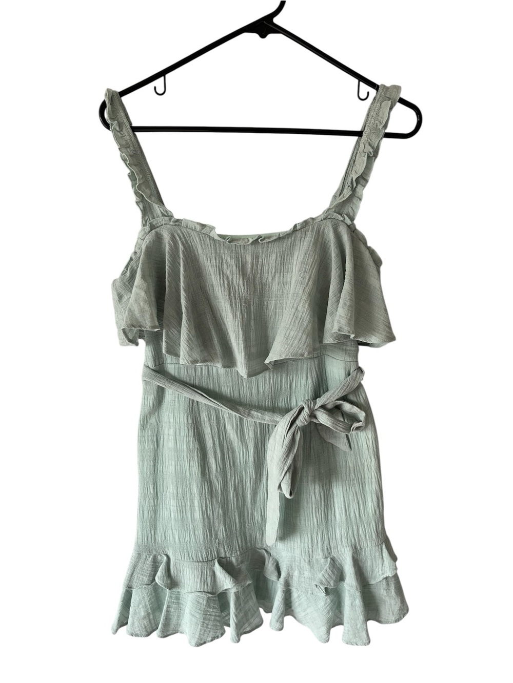 fab'rik Mint Green Ruffle Mini Dress